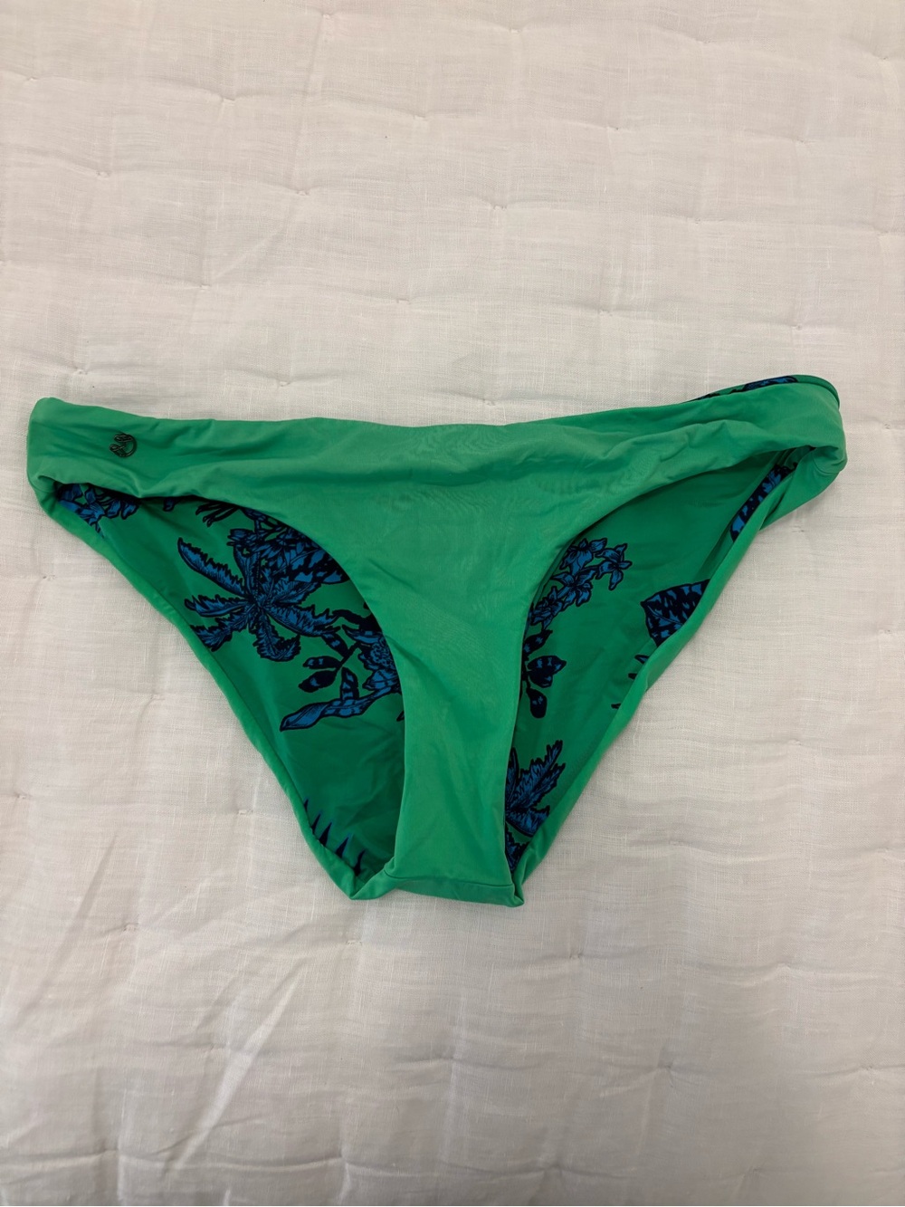 Maaji Green Bikini Bottom with Blue Floral Print